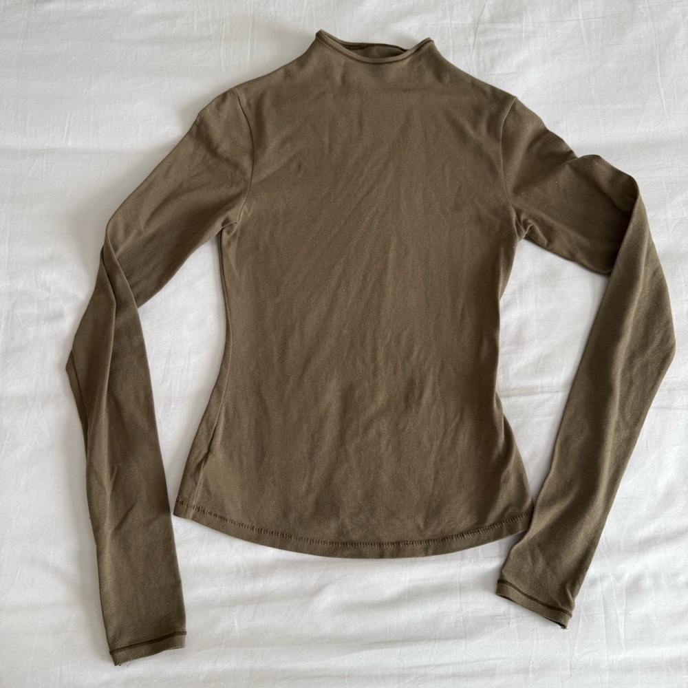 SKIMS Cotton Jersey Mock Neck (Olive)